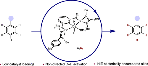 C(sp2)–H Activation with Bis(silylene)pyridine Cobalt(III) Complexes: Catalytic Hydrogen Isotope Exchange of Sterically Hindered C–H Bonds